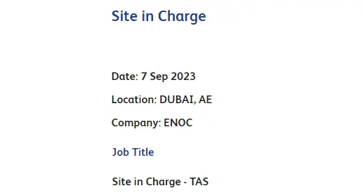 ENOC Site in Charge Jobs 2023