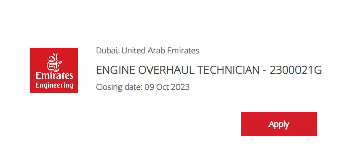 Emirates Airline Engine Overhaul Technician Jobs 2023 - Emirates Careers in Dubai