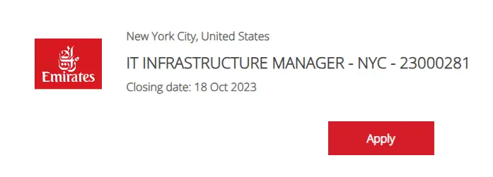 Emirates Airline IT Infrastructure Manager Jobs 2023 in New York United States - Emirates Career